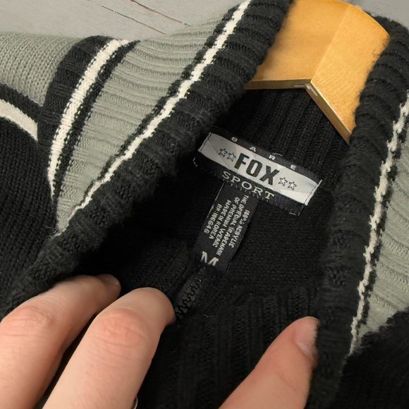 Vintage Fox Sport Ski Sports Power Speed 3 Black Heavyweight Sweater Medium - Picture 4 of 7